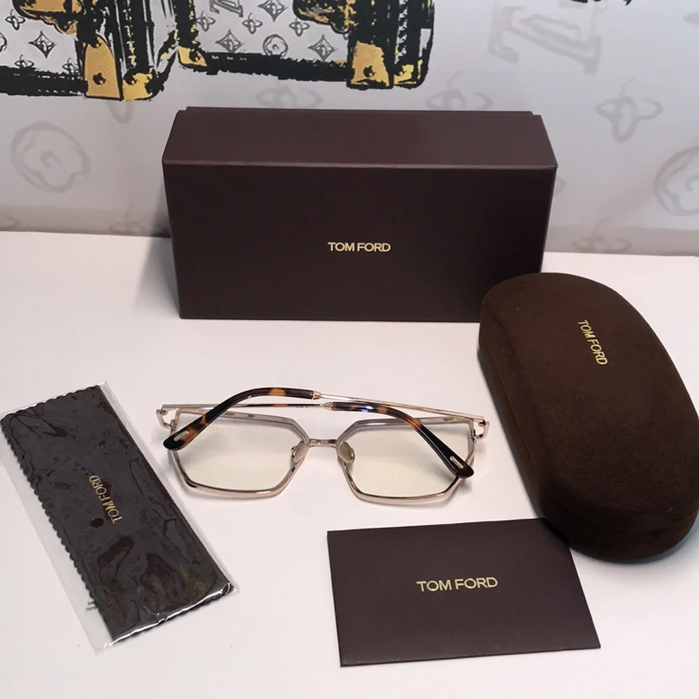 New Authentic Tom Ford Women's Gold Frame Glasses TF5946-B 028